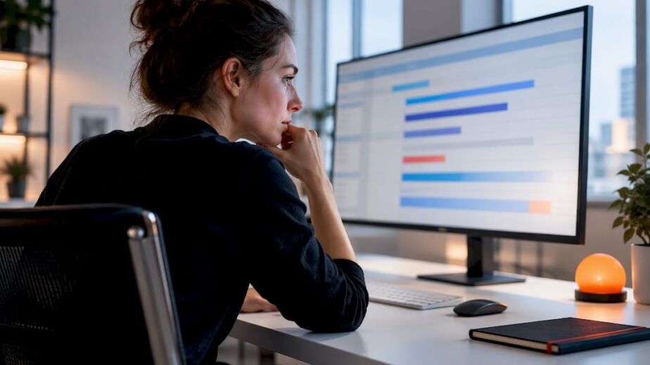 Entwicklerin überprüft das Ladeverhalten einer Webseite