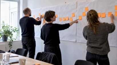 Das Team ordnet Geschäftsereignisse beim EventStorming zu